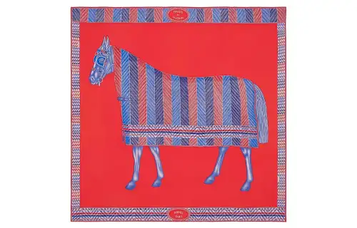 HERMES Faubourg Silk Scarf Women's Red