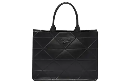 PRADA Leather Tote Bag, Shopping Bag, Handbag Men's Black