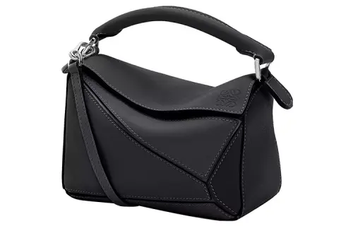 LOEWE PuzzleAnagram Calfskin Geometric Puzzle Bag, Portable Crossbody Bag, Shoulder Bag Mini Women's Black
