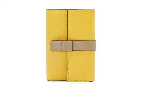 LOEWE Grained Calfskin Wallet Small Women's Yellow/Clay Green