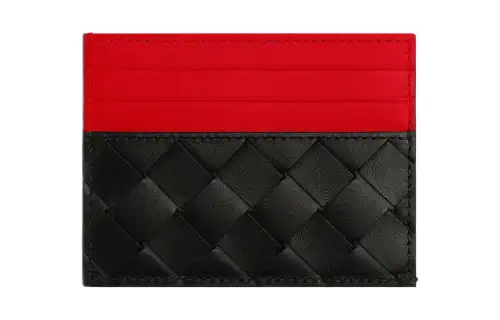 Bottega Veneta Calfskin Card Holder Card Holder Men's Black/Red