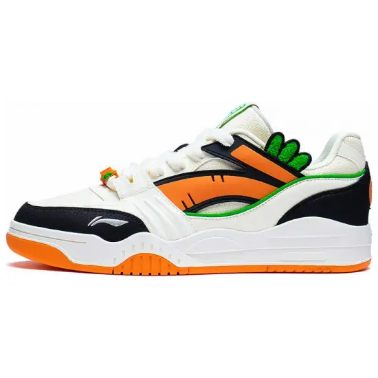 LINING Yuebai Skateboard Shoes Men Low-Top White Black/Orange
