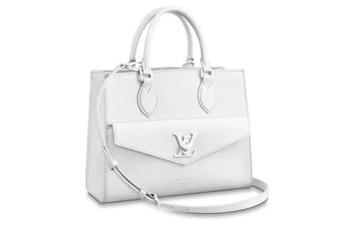 LOUIS VUITTON Soft Grain Calfskin Tote Handbag Small Women's White