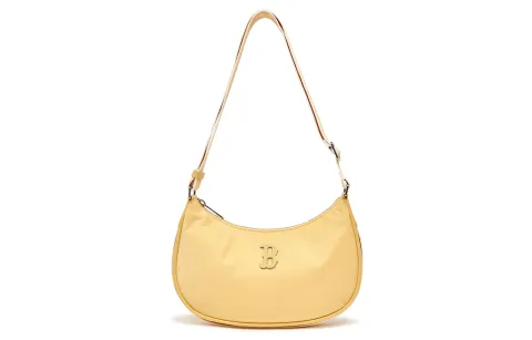 MLB Artificial Leather With Nylon Hobo Underarm Hobo Handbag, Shoulder Bag Women's Lemon Bright Yellow
