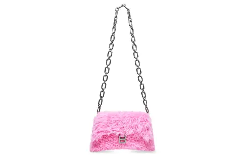 Balenciaga Downtown Faux Fur Crossbody Bag, Shoulder Bag Mini Women's Pink