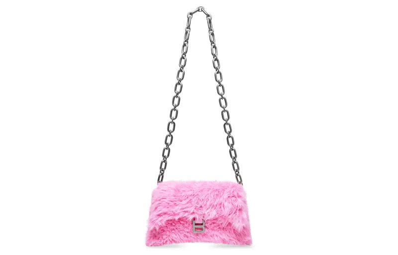 Balenciaga Downtown Faux Fur Crossbody Bag, Shoulder Bag Mini Women's Pink