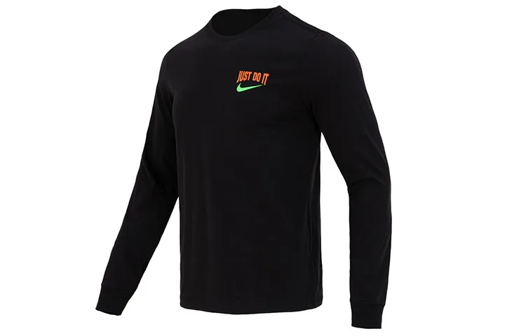 Nike T-Shirts Men's Black Crew Neck Moderate Straight Fit