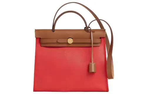 HERMES Herbag Zip H Berline Canvas And Hunter Cow Leather Shoulder Bag, Crossbody Bag, Handbag 31 Unisex