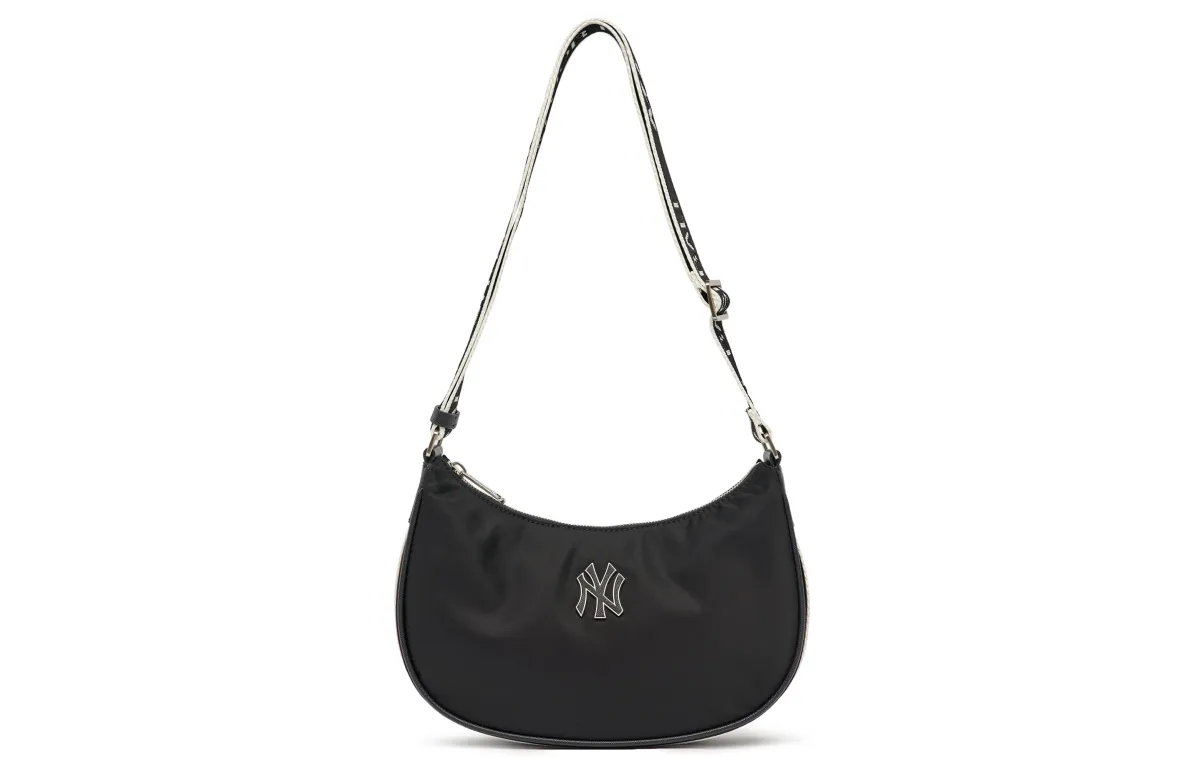 MLB Boston Red Sox Artificial Leather With Nylon Hobo Bag, Shoulder Bag, Handbag Regular Women's Black
