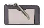 LOEWE Cow Leather Coin Purse, Wallet, Card Holder Women's Smoke Coal/Light Gray