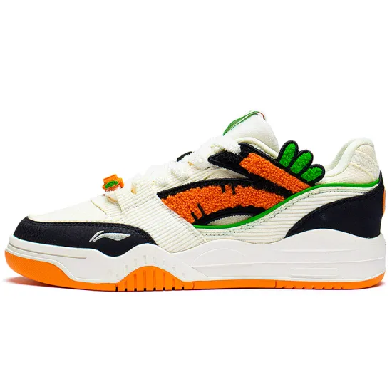 LINING Yuebai Skateboard Shoes Women's Low-Top White Black/Orange