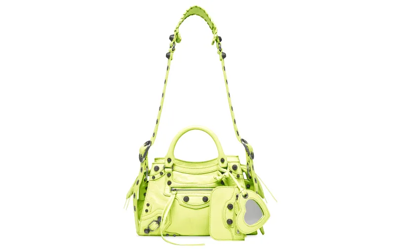 Balenciaga Neo Cagole Sheepskin One Shoulder Handbag Extra Small Women's Yellow