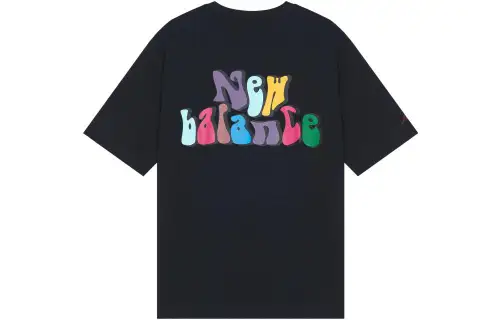 New Balance T Shirts Unisex Black Crew Neck Moderate Straight Fit