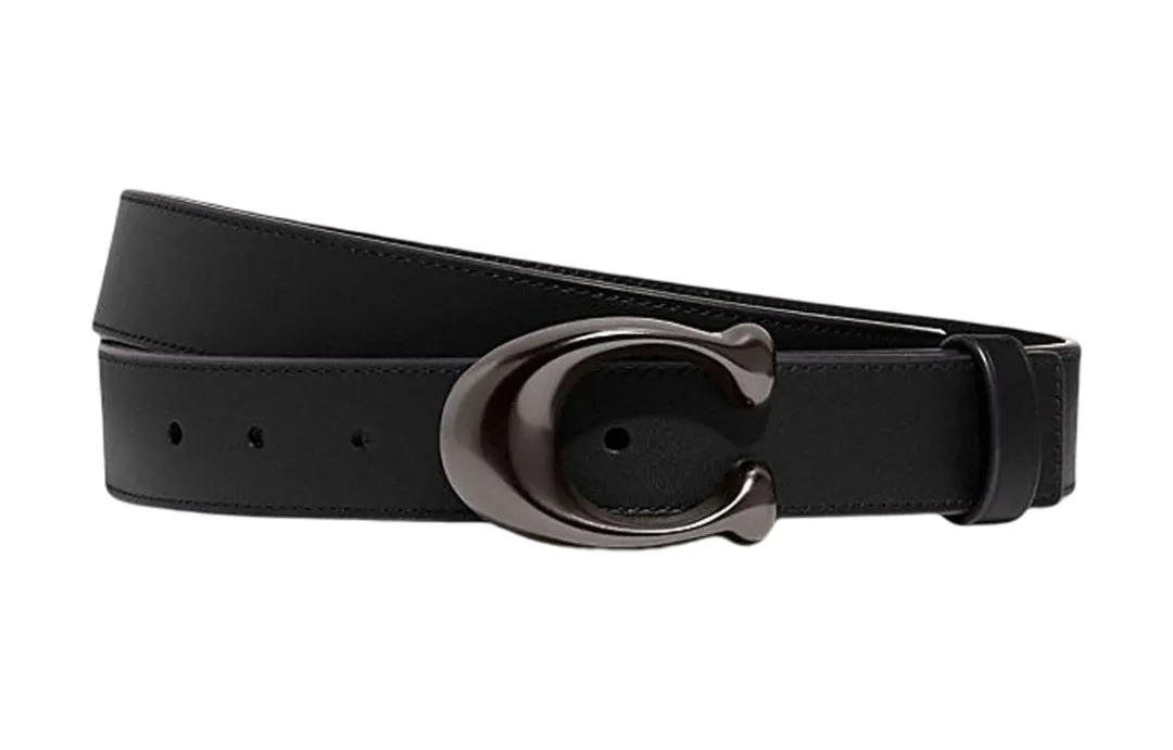 COACH Leather Belts Women's Black Width 3.2cm