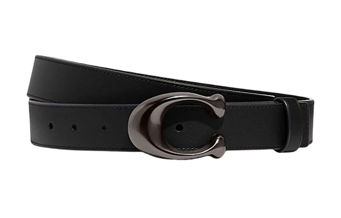 COACH Leather Belts Women's Black Width 3.2cm