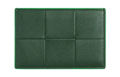 Bottega Veneta CASSETTE Grained Calfskin Card Holder Men's Green