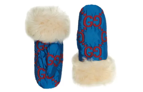 GUCCI Knit Gloves Women's Blue