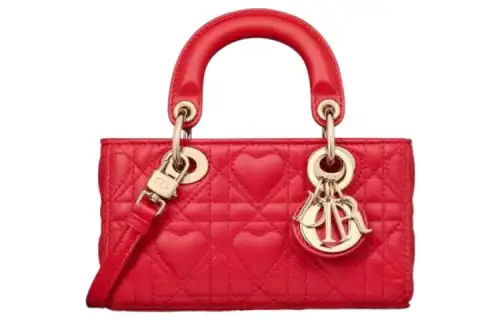 DIOR Lady D Joy Lambskin Handbag, Shoulder Bag, Crossbody Bag, Handbag Extra Mini Women's Red