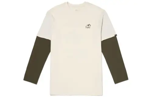 Vans T Shirts Men's Antique White Crew Neck Moderate Mock Two Piece