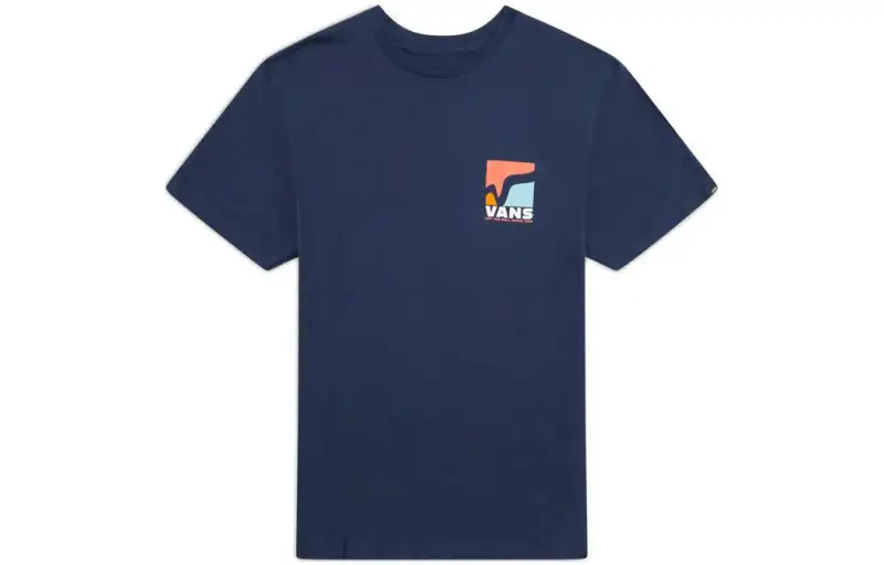 Vans Swoop V T Shirts Men's Uniform Blue Color Crew Neck Moderate Straight Fit