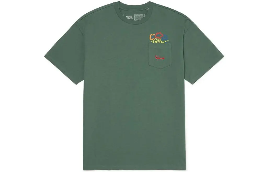 Vans T-Shirts Men's Green Crew Neck Moderate Straight Fit
