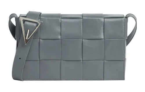 Bottega Veneta CASSETTE Cow Leather Tofu Bag, Shoulder Bag, Crossbody Bag Medium Men's Gray