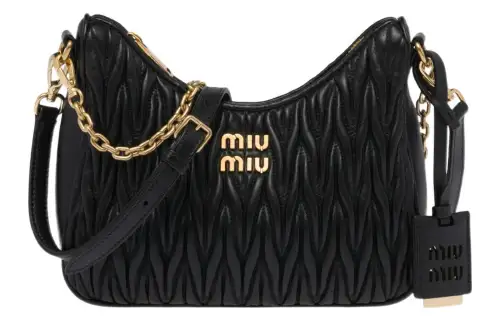 MIU MIU Matelassé Soft Sheep Leather Crossbody Bag, Shoulder Bag Women's Black