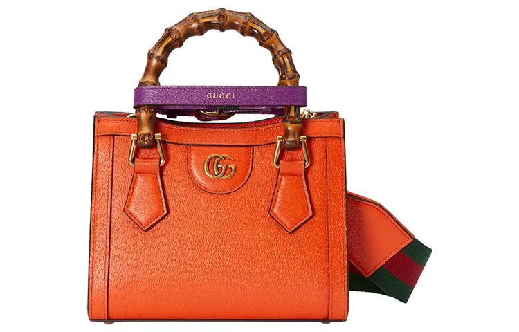 GUCCI Diana Leather Tote Bag, Shopping Bag, Shoulder Bag, Handbag Mini Women's Orange