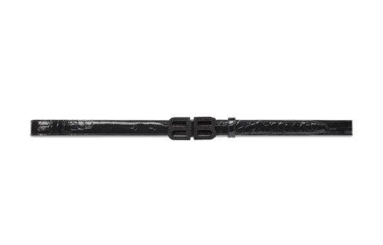 Balenciaga Classic Letter Logo Casual Fashion Smooth Buckle Leather Belts Women's Black Width 1.8CM