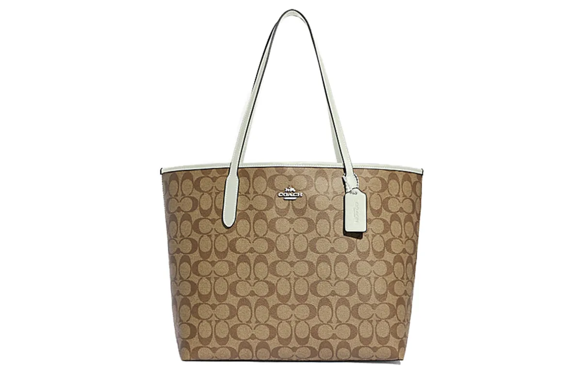 COACH City PVC Tote Bag, Shopping Bag, Shoulder Bag, Handbag Regular Large Size Women's Brown