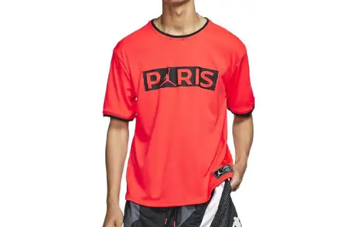 Jordan T Shirts Men's Red Crew Neck Moderate Straight Fit