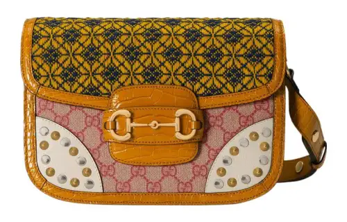 GUCCI Horsebit 1955 Flannel With Leather Shoulder Bag, Crossbody Bag Women's Brown