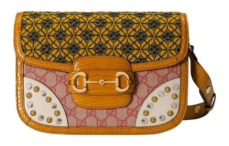 GUCCI Horsebit 1955 Flannel With Leather Shoulder Bag, Crossbody Bag Women's Brown