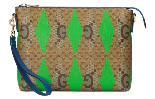 GUCCI Canvas With Leather Messenger Bag, Crossbody Bag, Shoulder Bag Men's