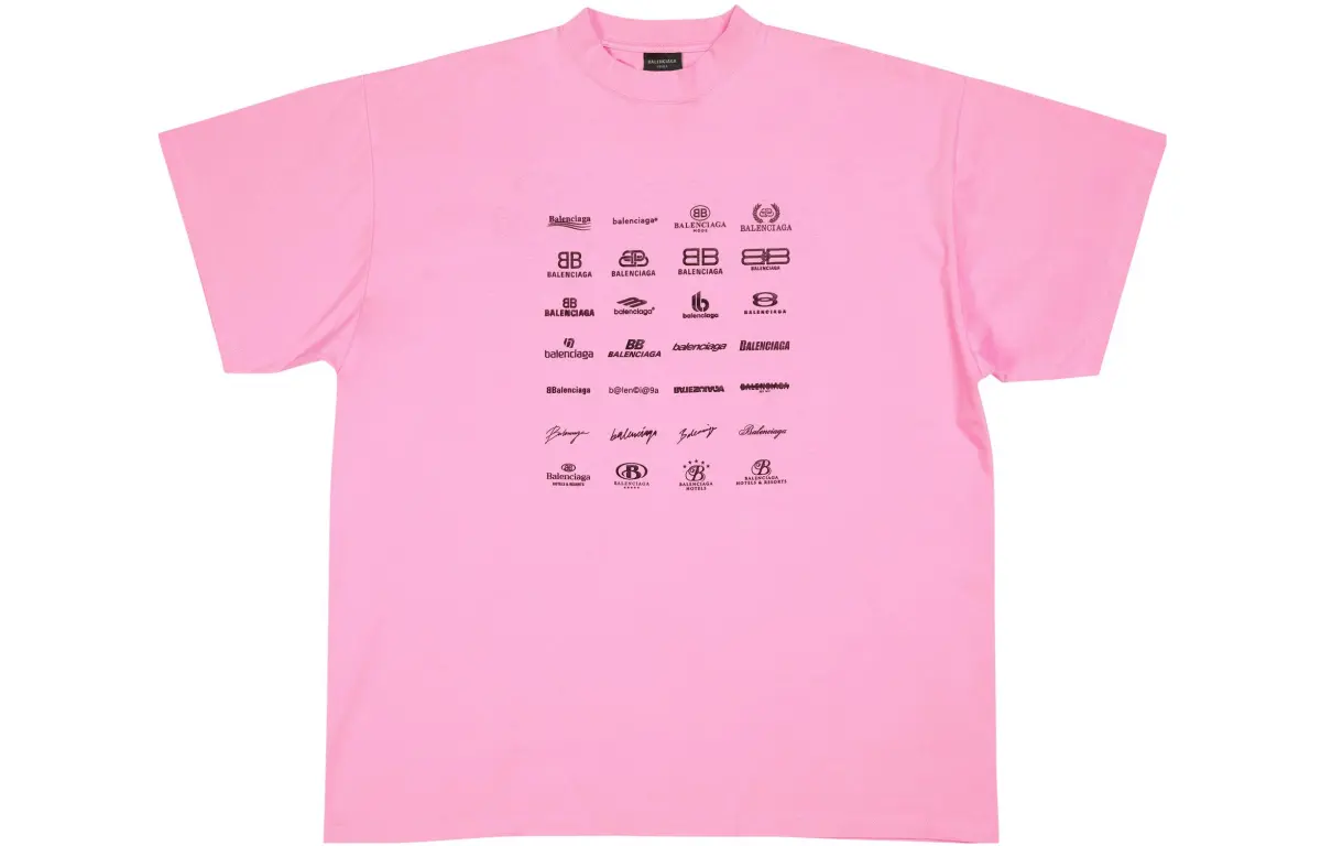 Balenciaga T Shirt Loose Fit Unisex Pink