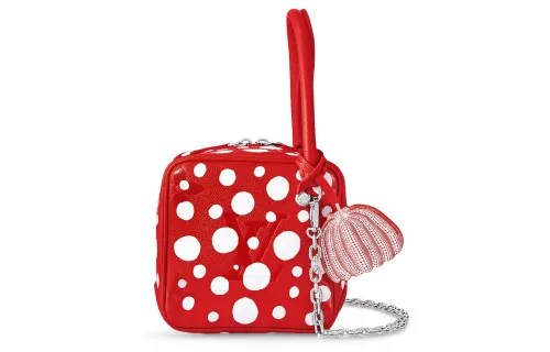LOUIS VUITTON Yayoi Kusama Collaboration Cow Leather Dice Bag Handbag Regular Women's Red