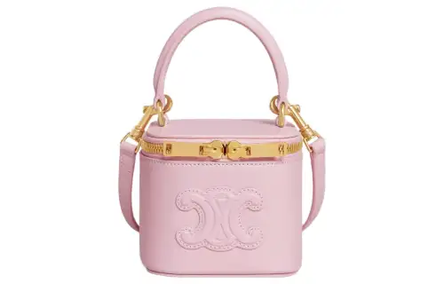 CELINE Cuir Triomphe Smooth Cow Leather Handbag Mini Women's Light Pink Red