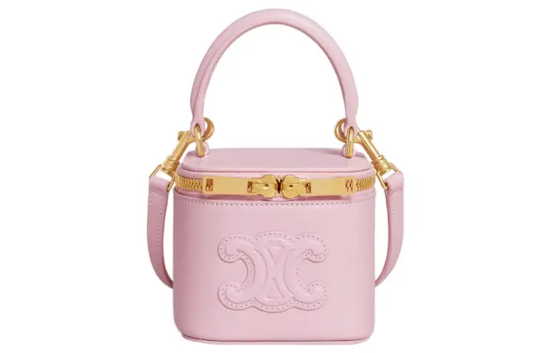 CELINE Cuir Triomphe Smooth Cow Leather Handbag Mini Women's Light Pink Red