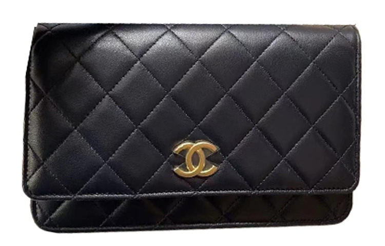 CHANEL WOC Sheepskin Chain Bag, Shoulder Bag, Crossbody Bag, Handbag Women's Dark Blue