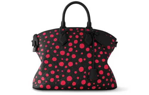 LOUIS VUITTON Yayoi Kusama Collaboration Lock It Cow Leather Shoulder Bag, Crossbody Bag, Handbag Medium Women's Black