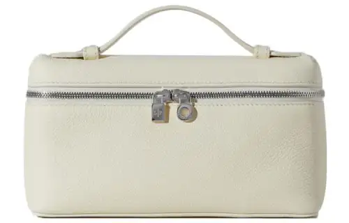 Loro Piana ExtraPocket Leather Makeup Bag Small Square Bag Shoulder Bag, Handbag Regular Women's Soft White