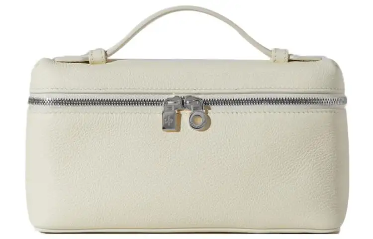 Loro Piana ExtraPocket Leather Makeup Bag Small Square Bag Shoulder Bag, Handbag Regular Women's Soft White