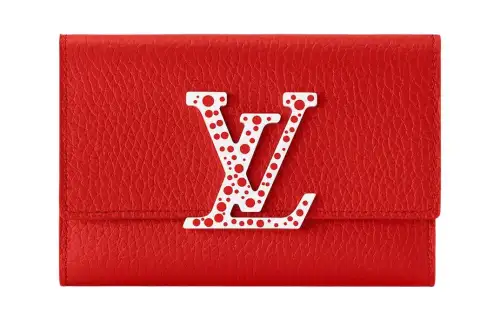 LOUIS VUITTON Yayoi Kusama Collaboration Capucines Taurillon Calfskin Capison Wallet Women's Red