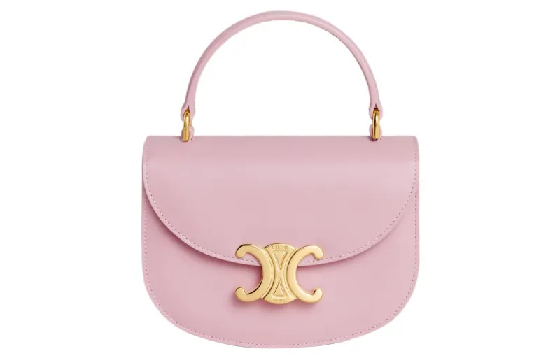 CELINE Besace Clea Bright Cow Leather Handbag Mini Women's Light Pink Red