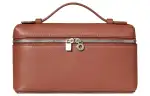 Loro Piana ExtraPocket Grain Calfskin Makeup Bag Small Square Bag Handbag Shoulder Bag Women's Brown/Caramel