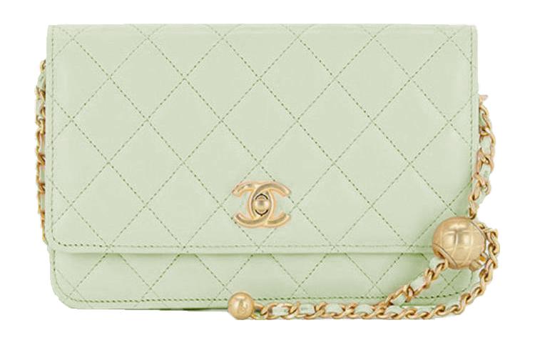 CHANEL WOC Smooth Lambskin Shoulder Bag, Crossbody Bag Women's Mint Green