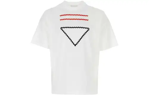 PRADA Logo-embroidered T-shirt