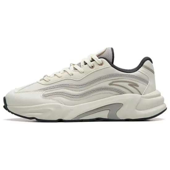 ANTA Casual Shoes Men Low-Top Light Beige White/Iron Man Gray