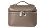 Loro Piana ExtraPocket Calfskin Makeup Bag Small Square Bag Handbag, Shoulder Bag Women's Warm Beige/elephant Grey