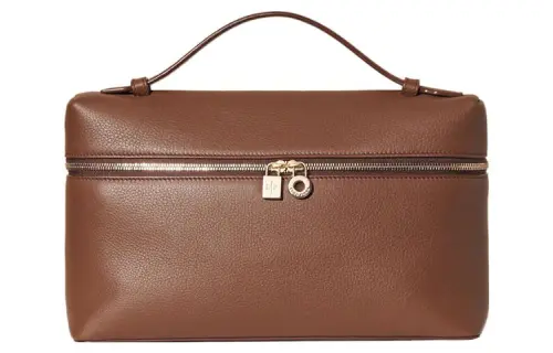 Loro Piana ExtraPocket Calfskin One Shoulder Handbag, Crossbody Bag Women's Fossil Wood/Dark Brown